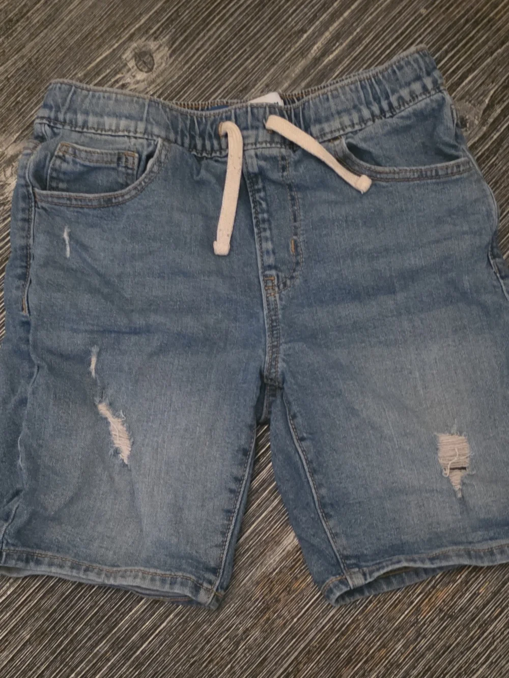 Old Navy Light Blue Distressed Denim Shorts with Drawstring